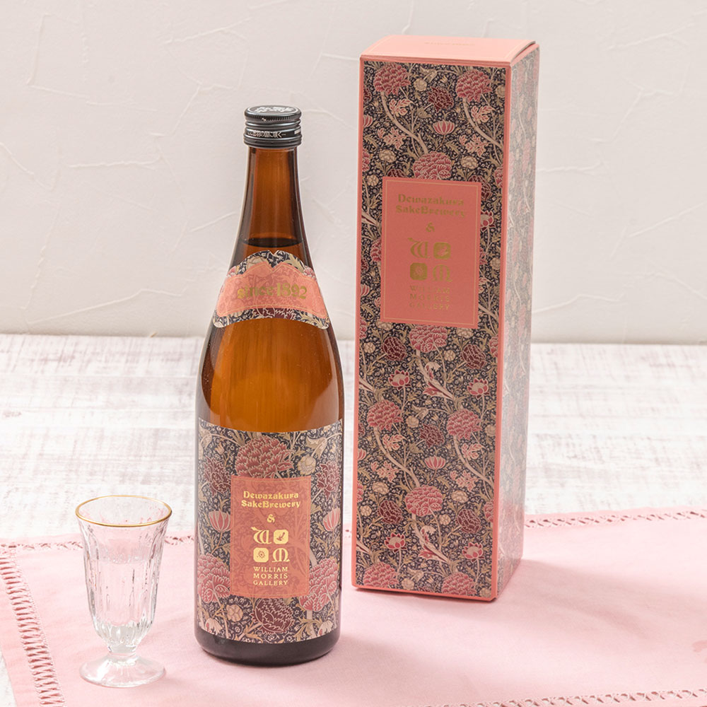 【12月30日お届け！】お正月 出羽桜酒造 吟醸「ウィリアム・モリス ピンクラベル」とそのまま飾れるブーケのセット