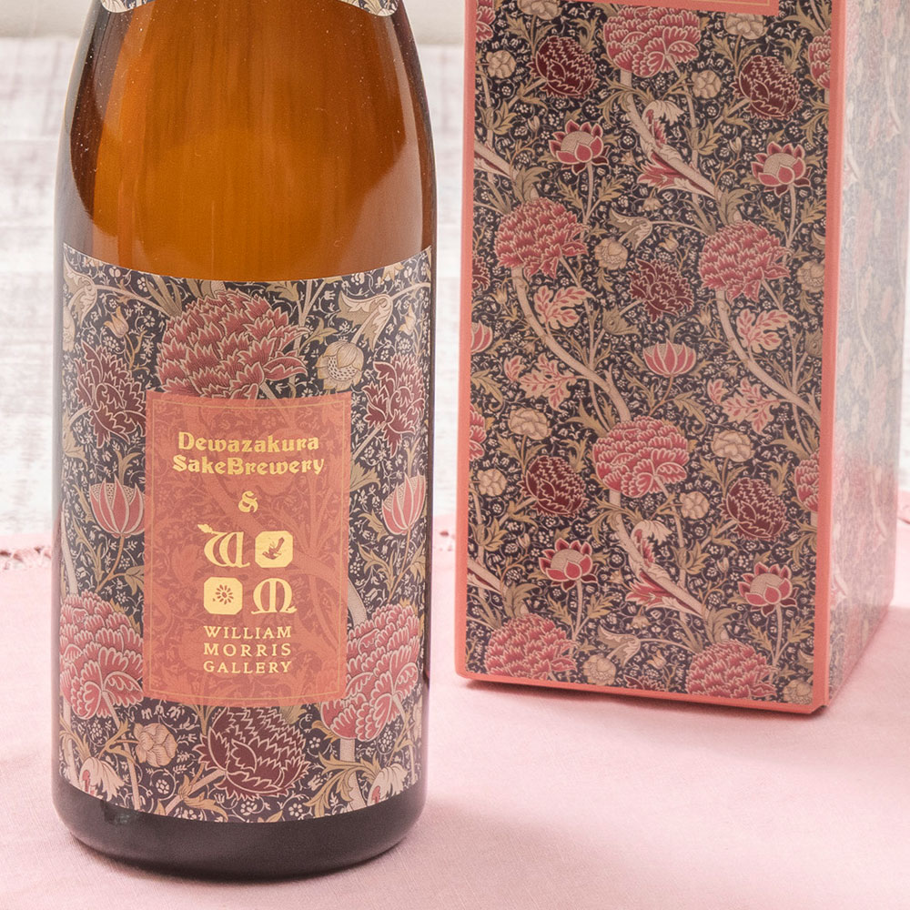 【12月30日お届け！】お正月 出羽桜酒造 吟醸「ウィリアム・モリス ピンクラベル」とそのまま飾れるブーケのセット