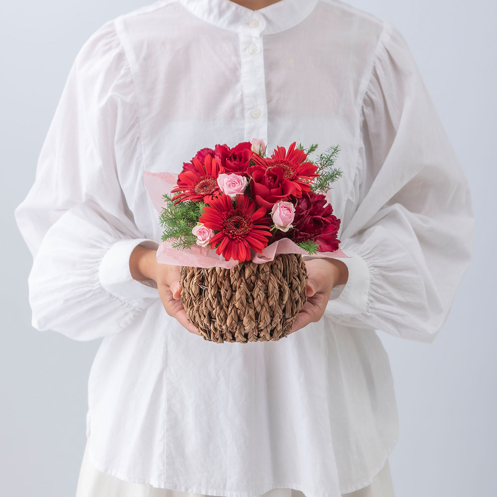 【最短翌日届け】11月旬の花 バラ アレンジメント「ル ビブロ」