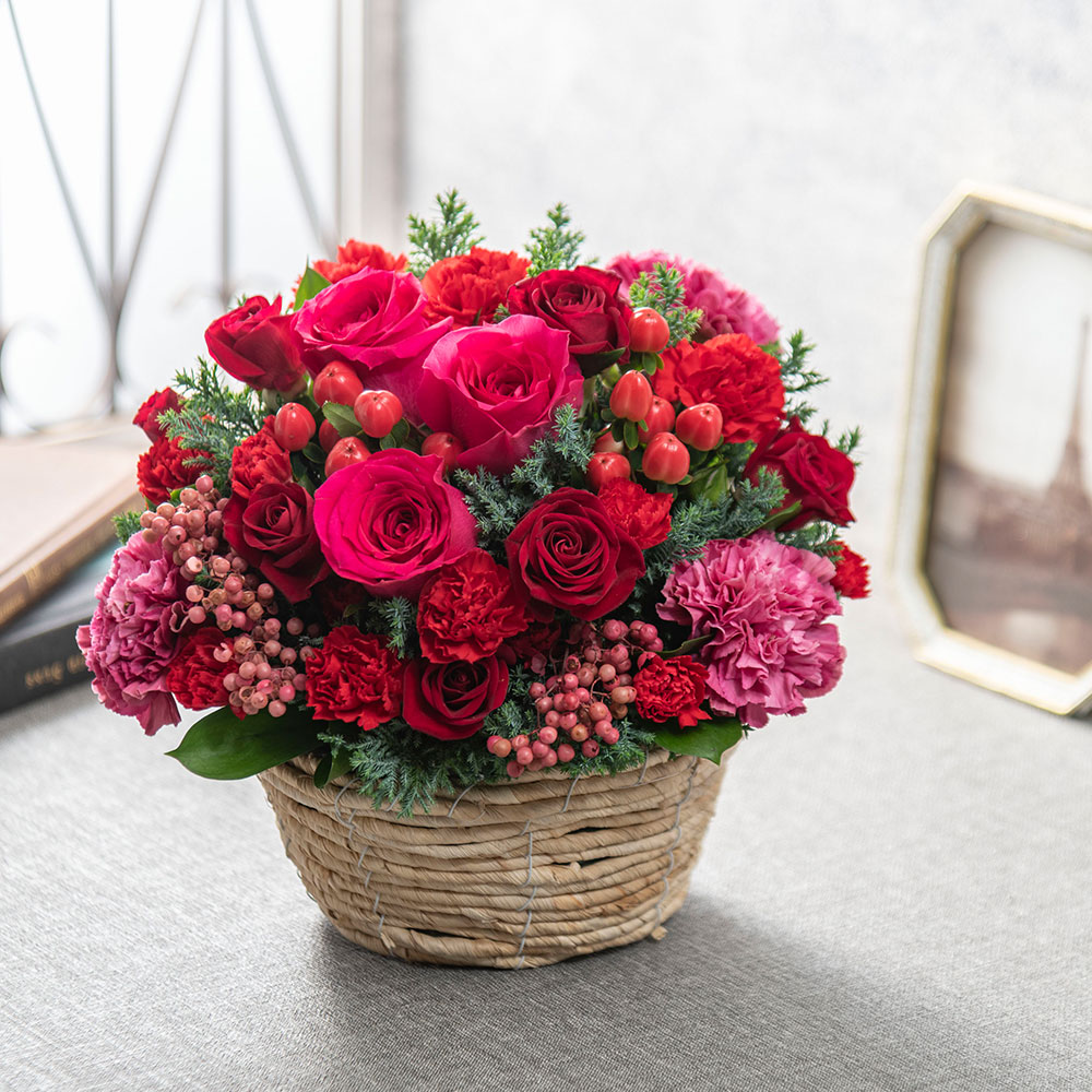 【最短翌日届け】12月旬の花 バラ アレンジメント「アグレアブル」