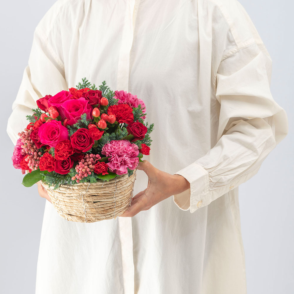 【最短翌日届け】12月旬の花 バラ アレンジメント「アグレアブル」