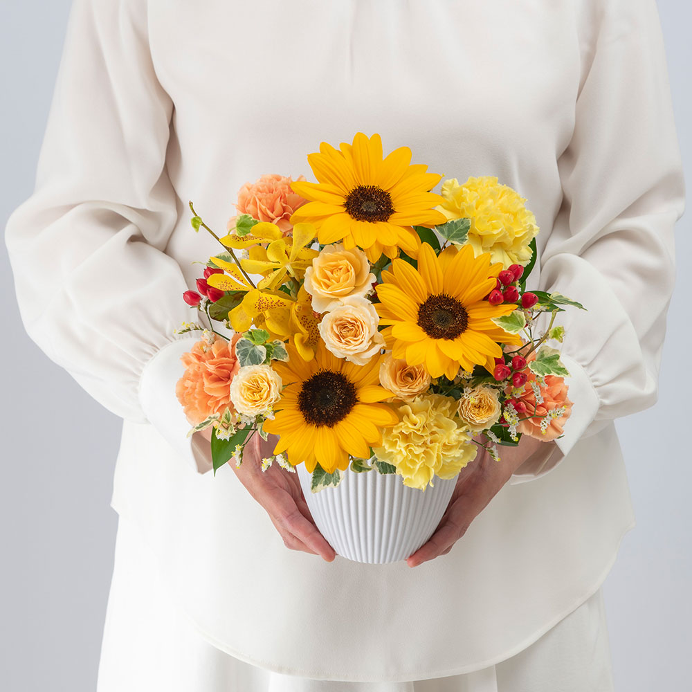 7月旬の花 ヒマワリ アレンジメント「ソレイユ」