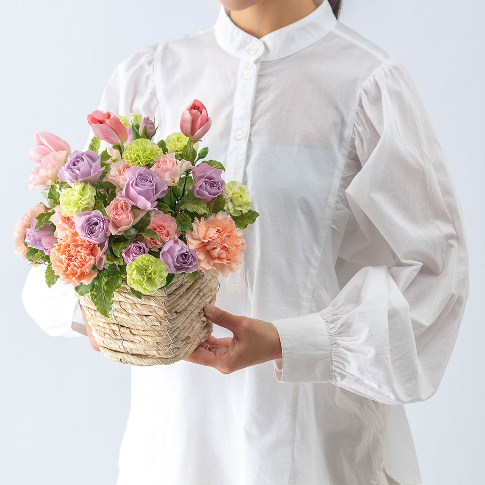 【最短翌日届け】1月旬の花 チューリップ アレンジメント「ラ パンテュール」