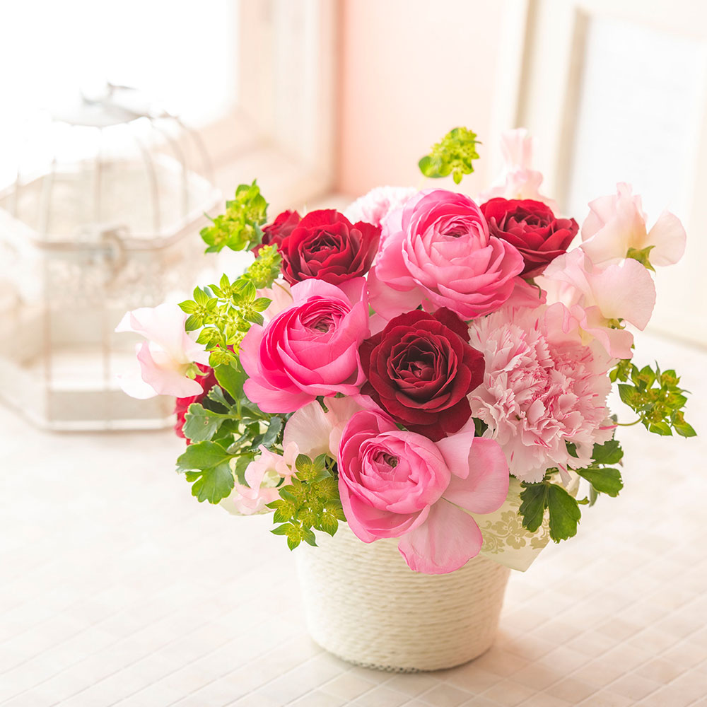 【最短翌日届け】3月旬の花 ラナンキュラス アレンジメント「メランジェフルール」