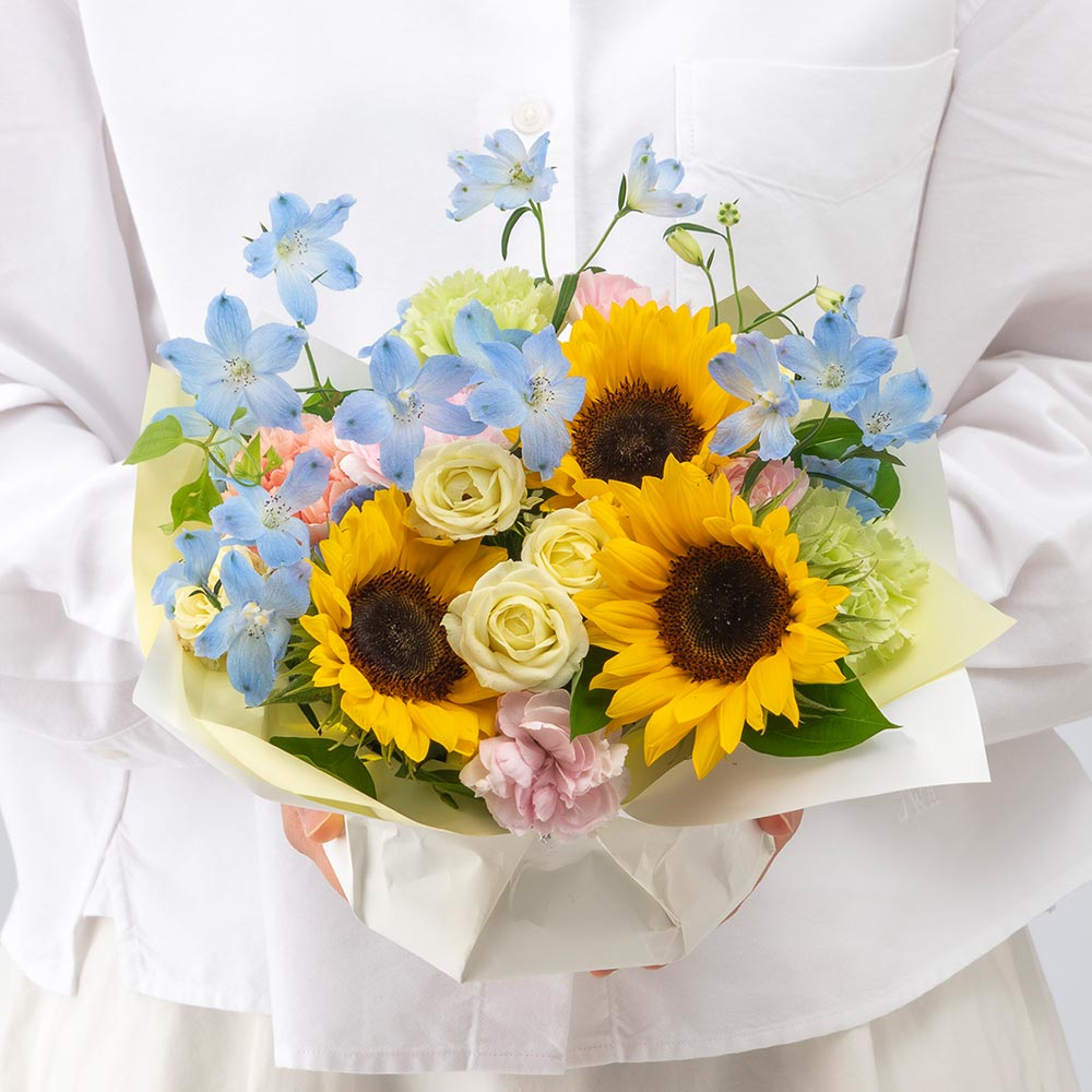 【最短翌日届け】8月 旬の花 ヒマワリ アレンジメント「ラフィネット」