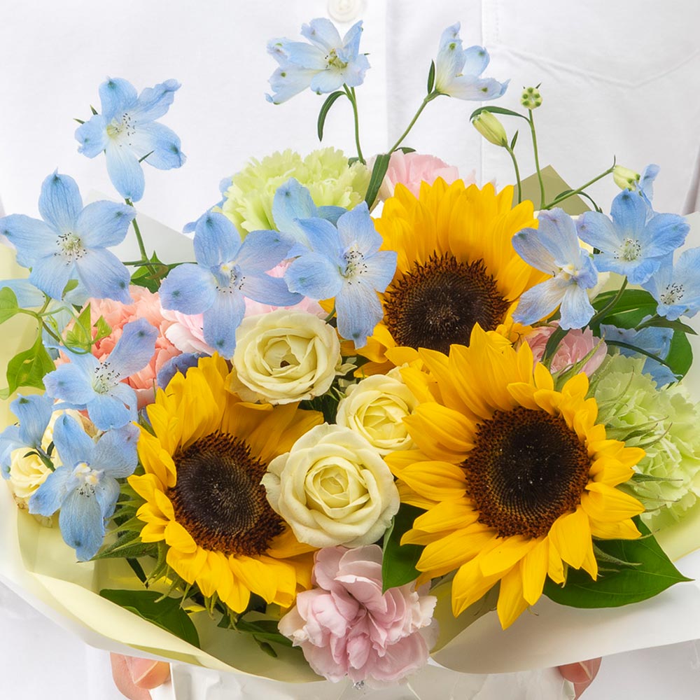 【最短翌日届け】8月 旬の花 ヒマワリ アレンジメント「ラフィネット」