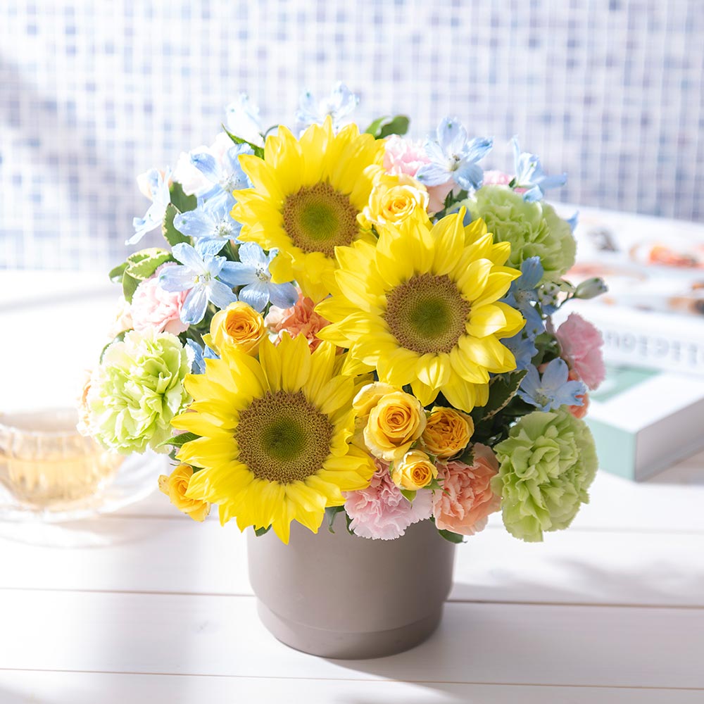 8月 旬の花 ヒマワリ アレンジメント「パレルモ」