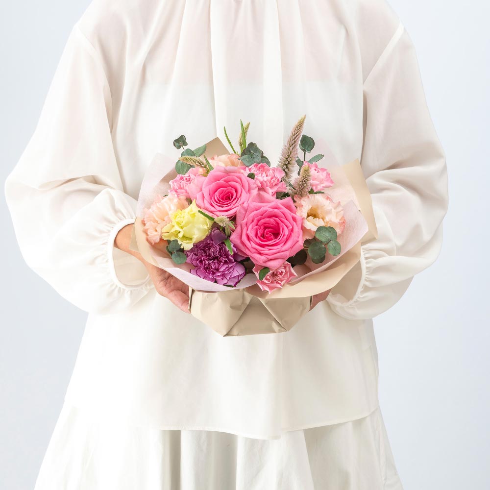 9月旬の花 ケイトウ ラッピングアレンジメント（ピンク）
