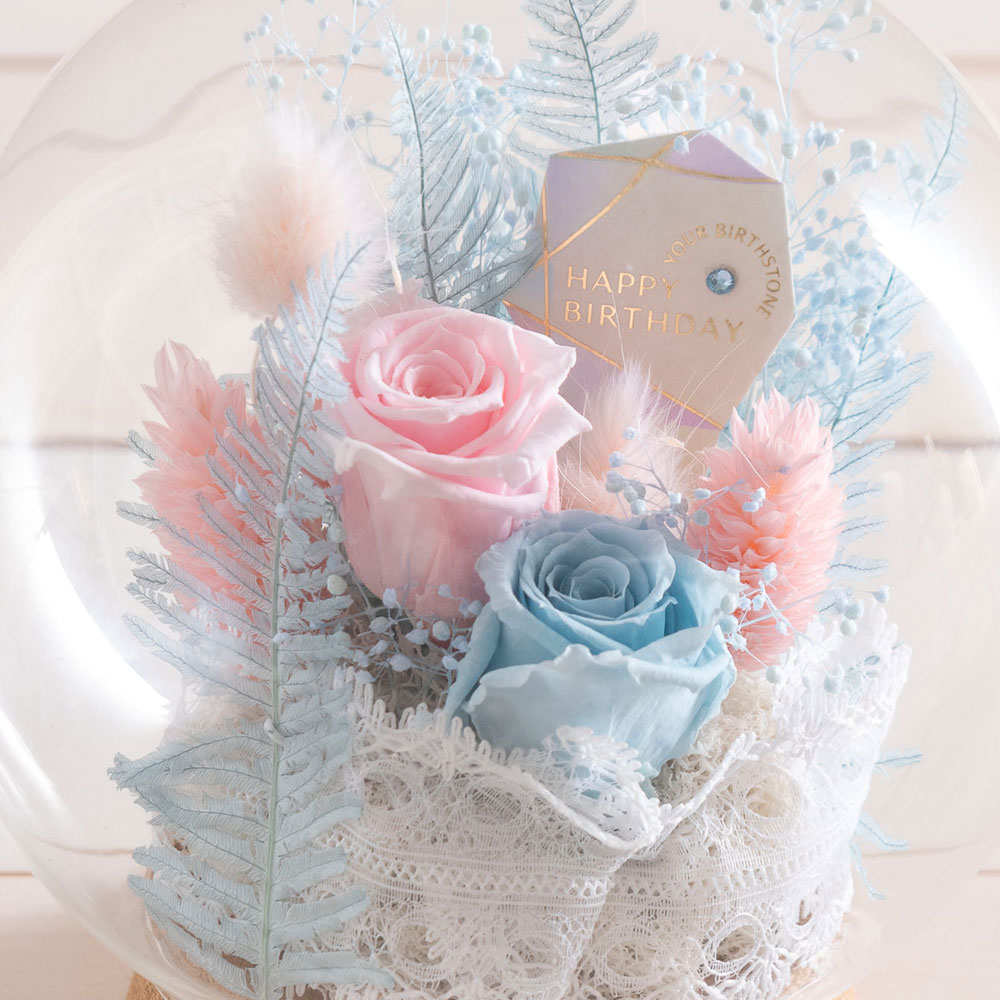 【誕生石】3月 プリザーブドアレンジメント「アクアマリン」