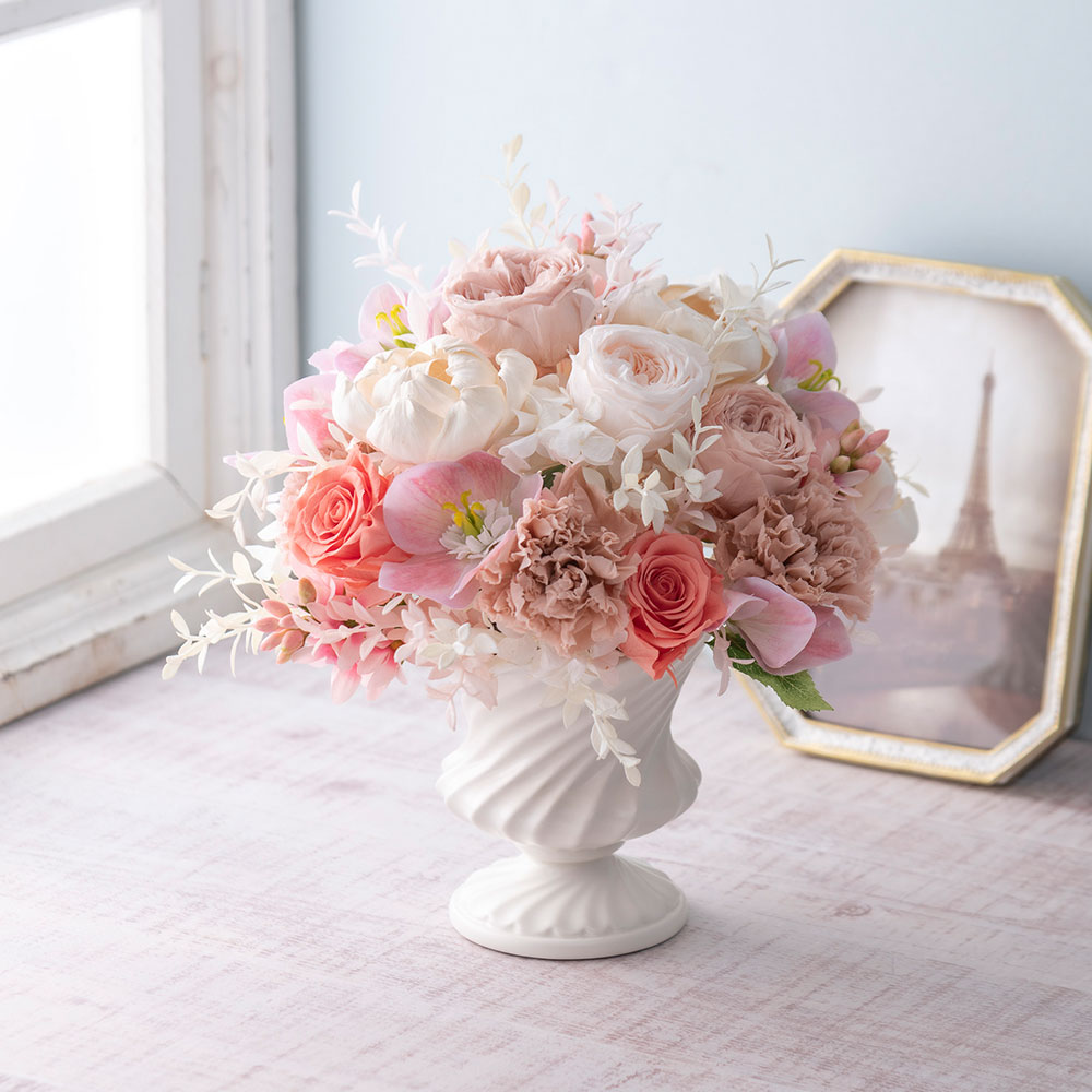 デザイナーズ プリザーブド＆アーティフィシャルフラワーアレンジメント「Valse de Petales（ヴァルス・デ・ペタル）」