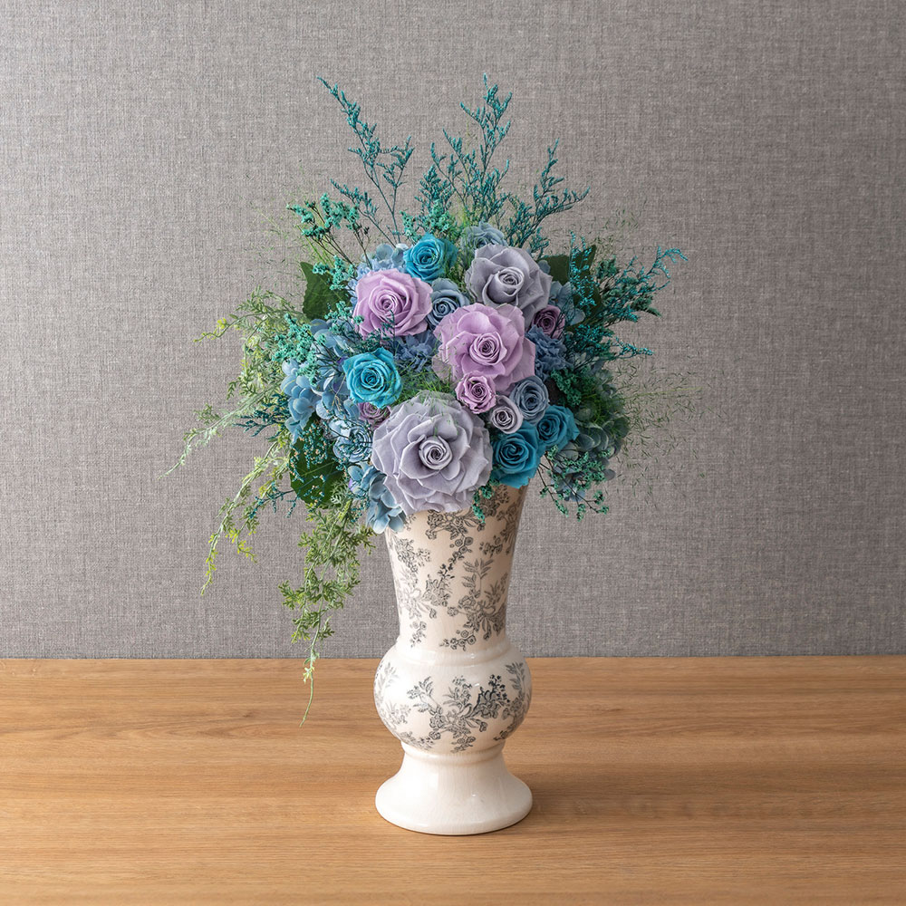 デザイナーズ プリザーブド＆アーティフィシャルフラワーアレンジメント「ブルーセレナーデ」