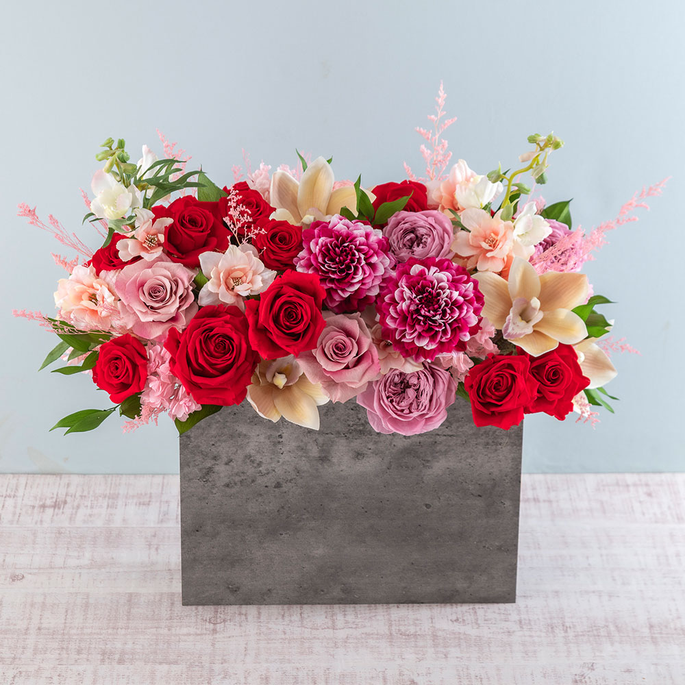 デザイナーズ プリザーブド＆アーティフィシャルフラワーアレンジメント「ノーブルルージュ」