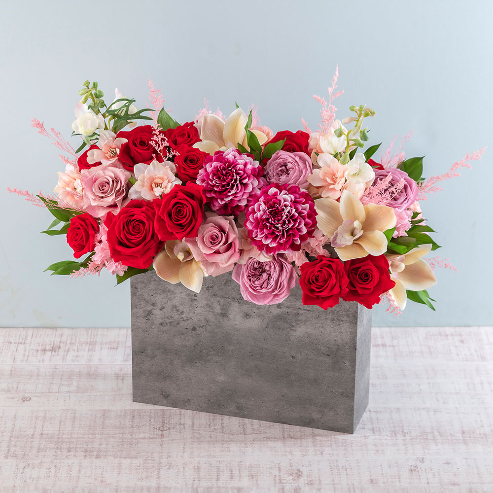 デザイナーズ プリザーブド＆アーティフィシャルフラワーアレンジメント「ノーブルルージュ」