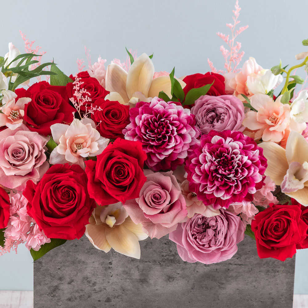 デザイナーズ プリザーブド＆アーティフィシャルフラワーアレンジメント「ノーブルルージュ」