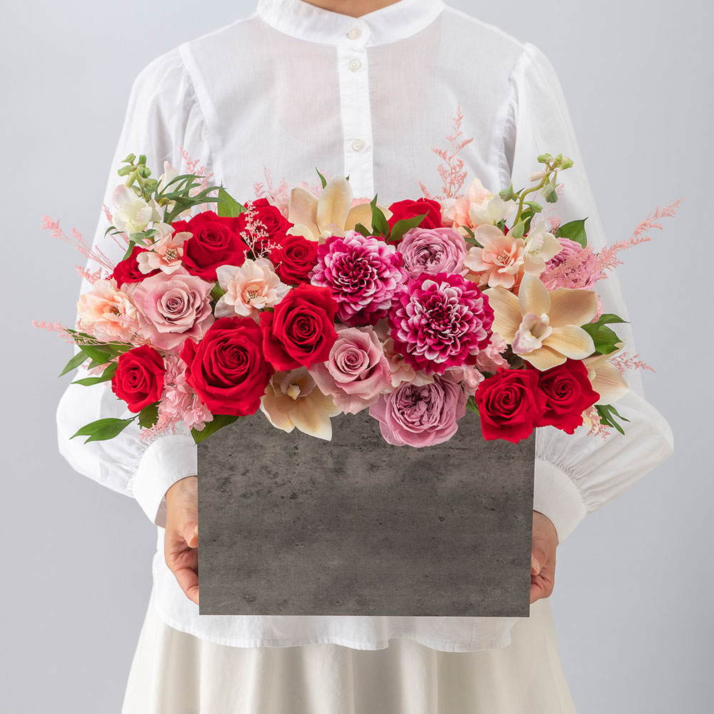 デザイナーズ プリザーブド＆アーティフィシャルフラワーアレンジメント「ノーブルルージュ」