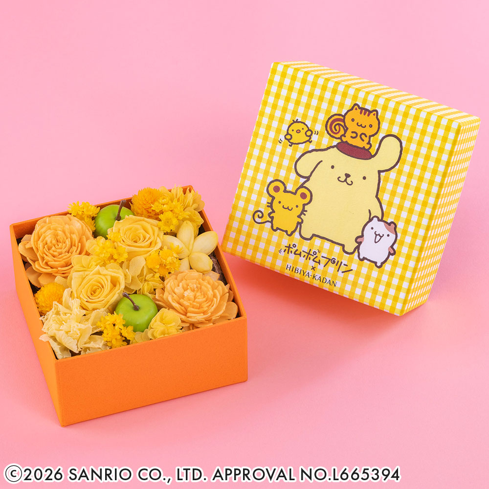 プリザーブド＆アーティフィシャルフラワーアレンジメント「ポムポムプリン」