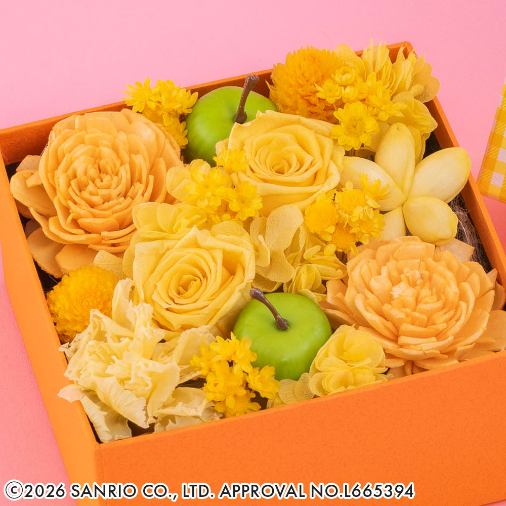 プリザーブド＆アーティフィシャルフラワーアレンジメント「ポムポムプリン」