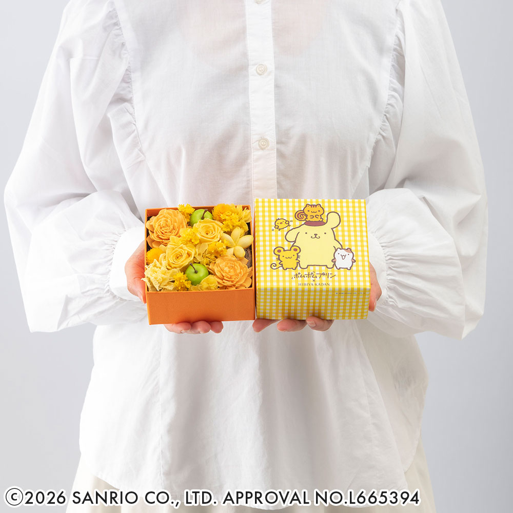 プリザーブド＆アーティフィシャルフラワーアレンジメント「ポムポムプリン」