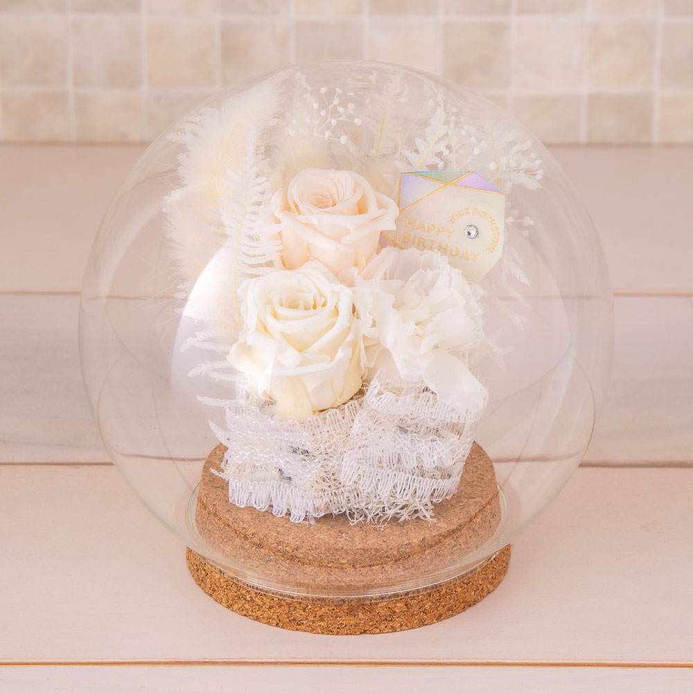 【誕生石】4月 プリザーブドアレンジメント「ダイヤモンド」