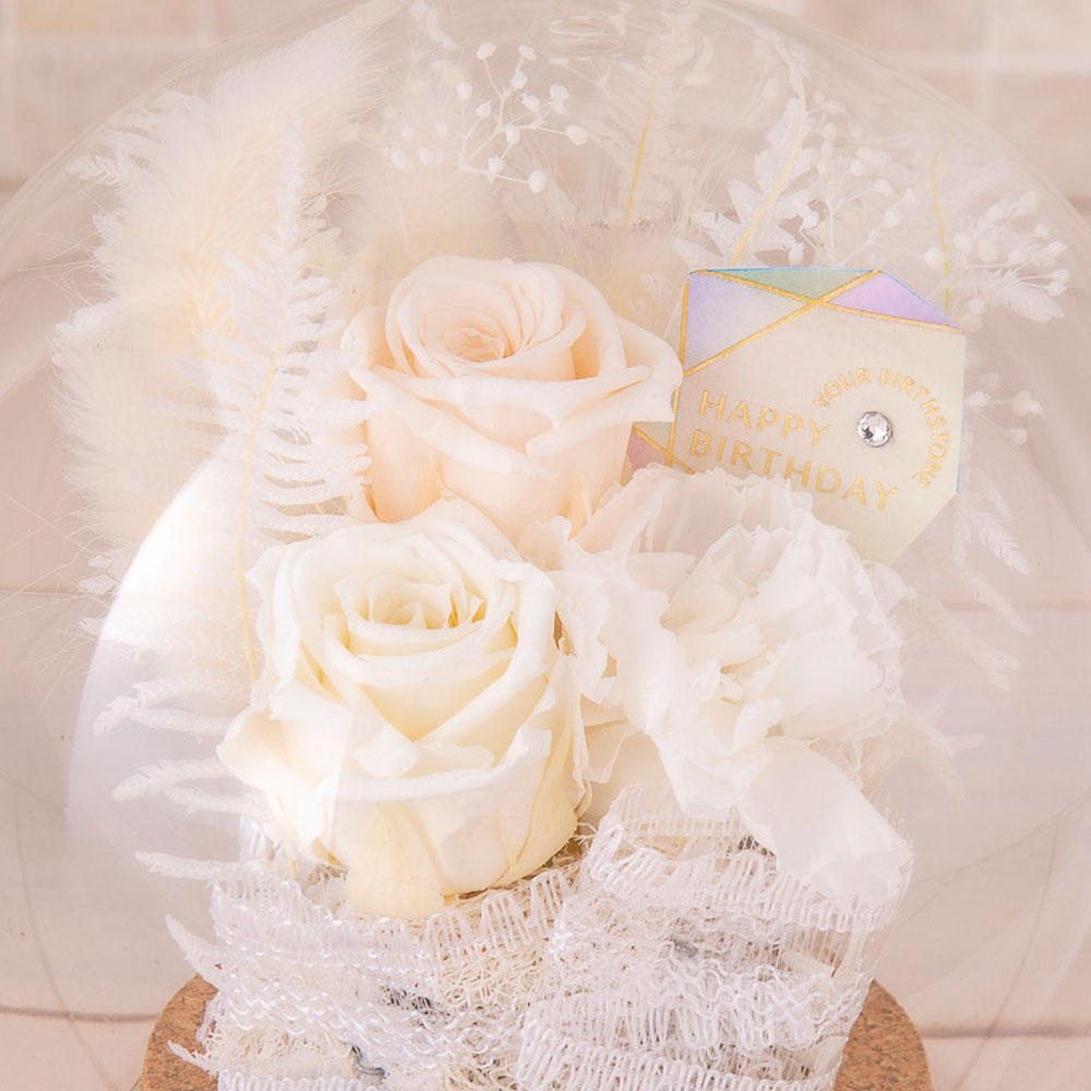 【誕生石】4月 プリザーブドアレンジメント「ダイヤモンド」