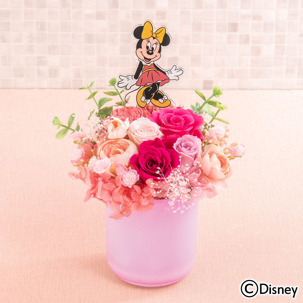 ディズニー プリザーブド＆アーティフィシャルフラワーアレンジメント「Minnie Groovy Flower Party」（ミニーマウス）