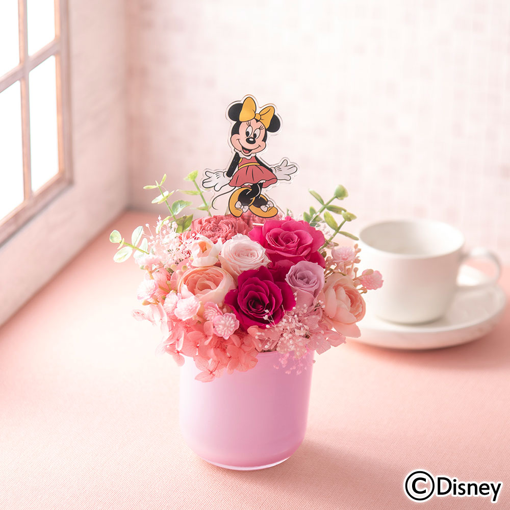 ディズニー プリザーブド＆アーティフィシャルフラワーアレンジメント「Minnie Groovy Flower Party」（ミニーマウス）