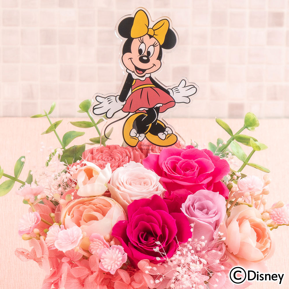 ディズニー プリザーブド＆アーティフィシャルフラワーアレンジメント「Minnie Groovy Flower Party」（ミニーマウス）