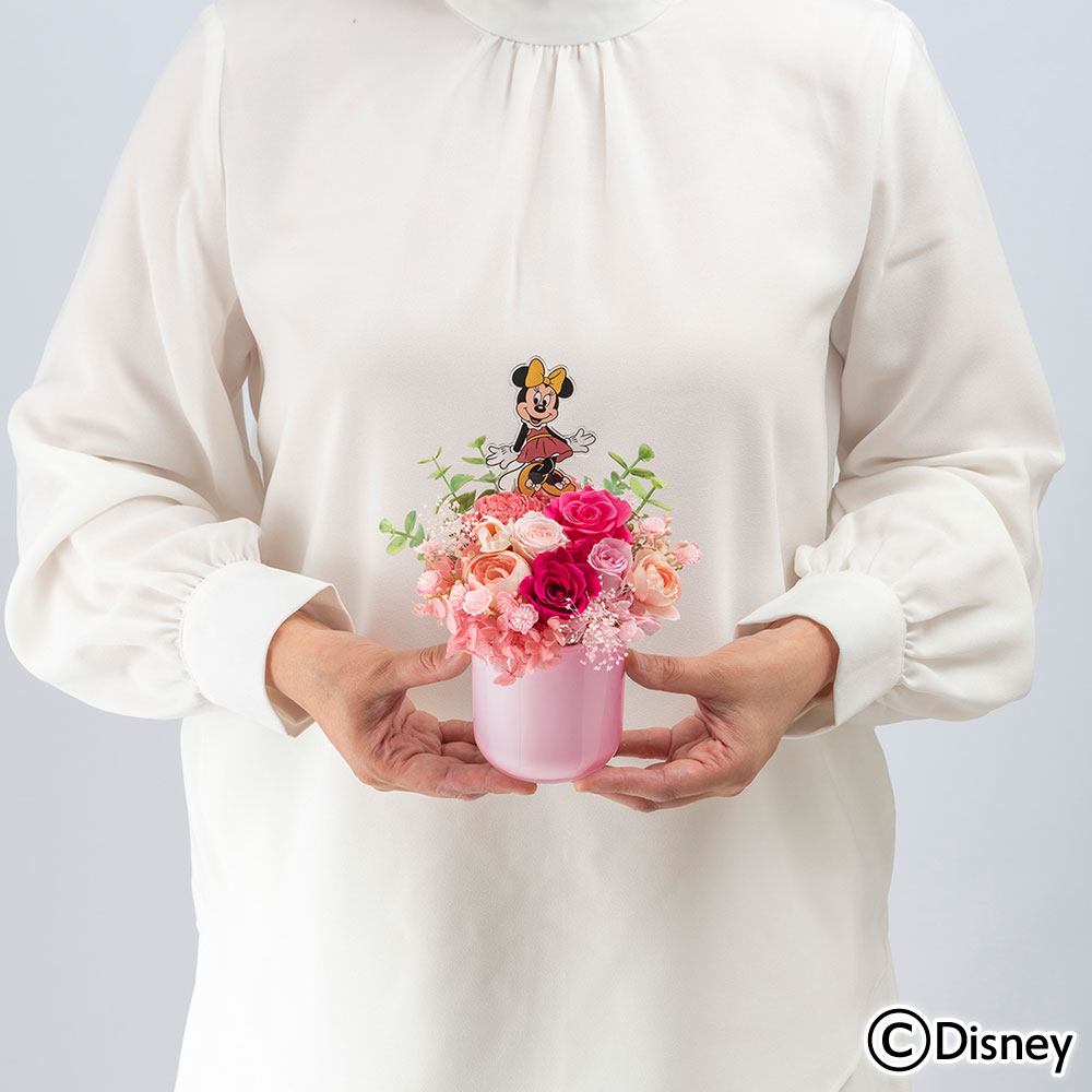ディズニー プリザーブド＆アーティフィシャルフラワーアレンジメント「Minnie Groovy Flower Party」（ミニーマウス）
