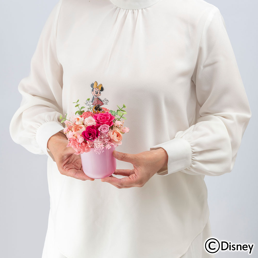 ディズニー プリザーブド＆アーティフィシャルフラワーアレンジメント「Minnie Groovy Flower Party」（ミニーマウス）