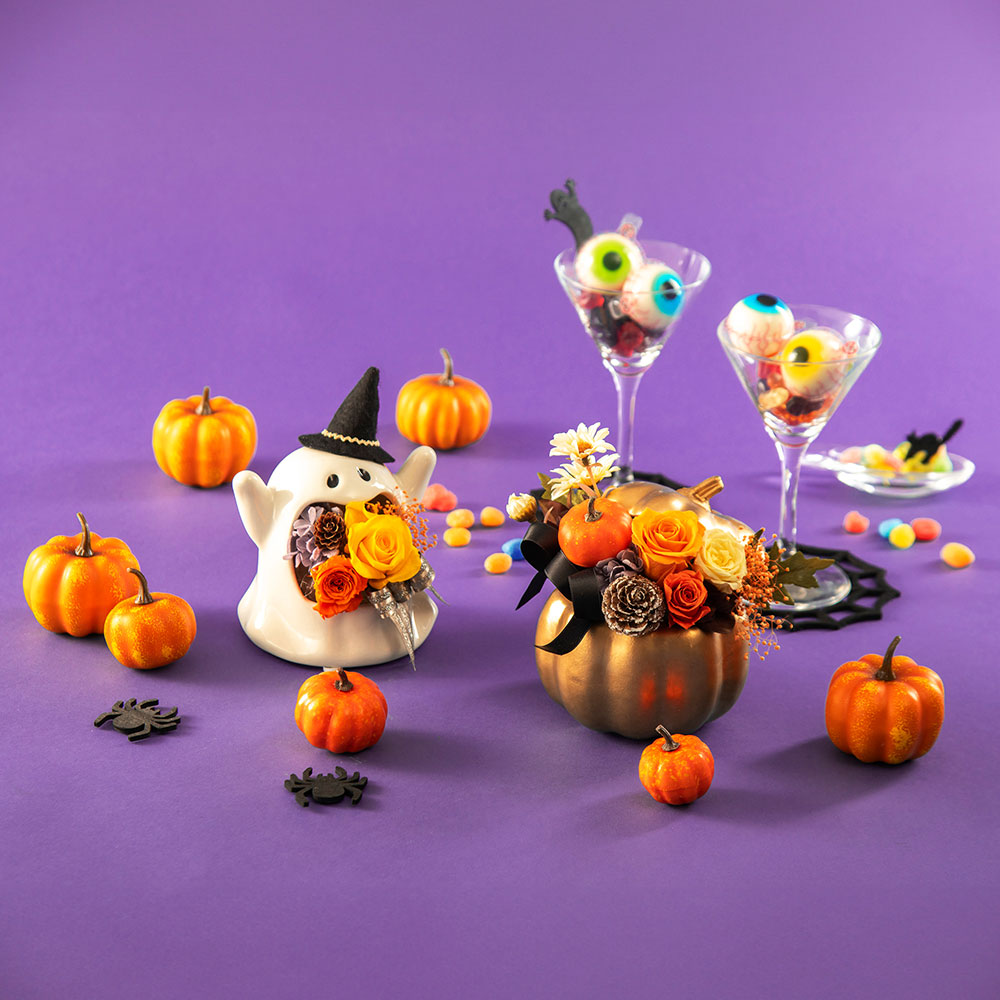 【期間限定】プリザーブド＆アーティフィシャルフラワーアレンジメント「Happy Halloween!」