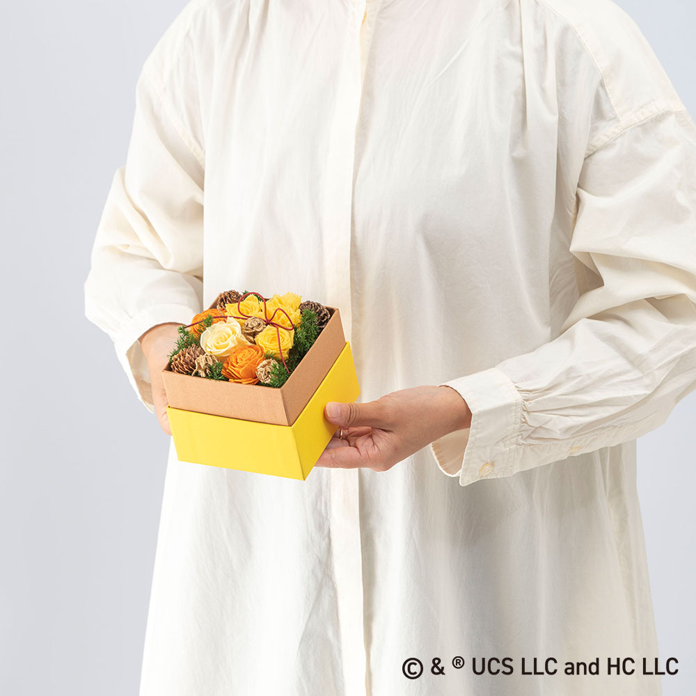 おさるのジョージ プリザーブド＆ドライフラワーアレンジメント「ハートフル」