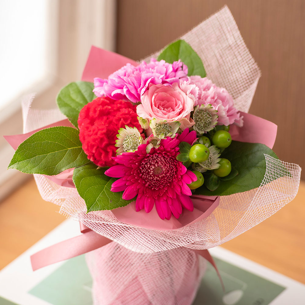 10月旬の花 ガーベラ そのまま飾れるブーケ「オクトバル」
