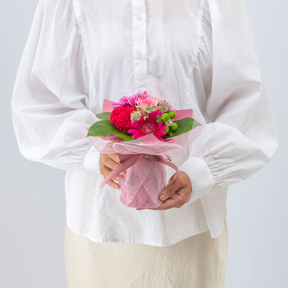 10月旬の花 ガーベラ そのまま飾れるブーケ「オクトバル」