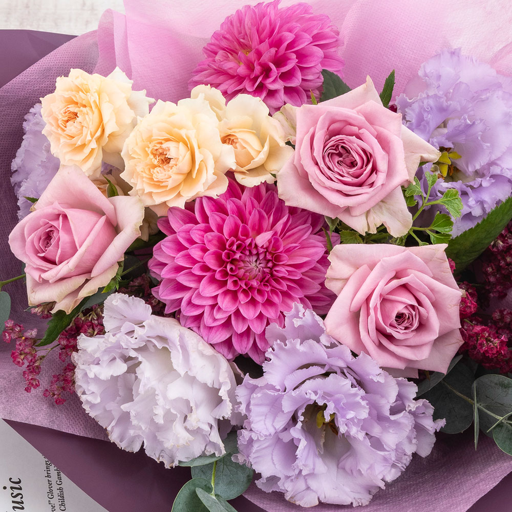 10月旬の花 ダリア 花束「マルーン」