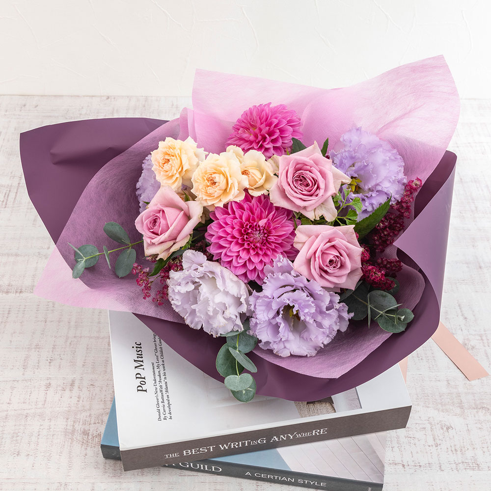 【最短翌日届け】10月旬の花 ダリア 花束「マルーン」