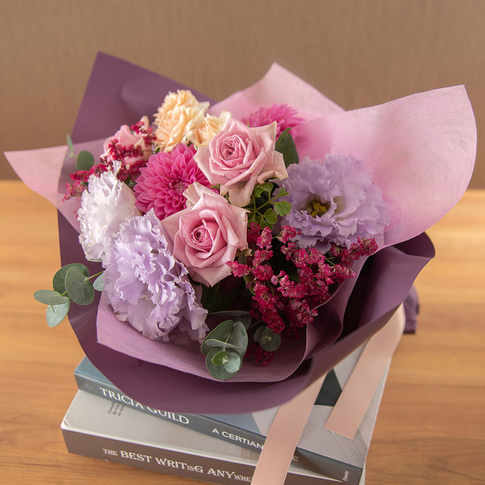 【最短翌日届け】10月旬の花 ダリア 花束「マルーン」