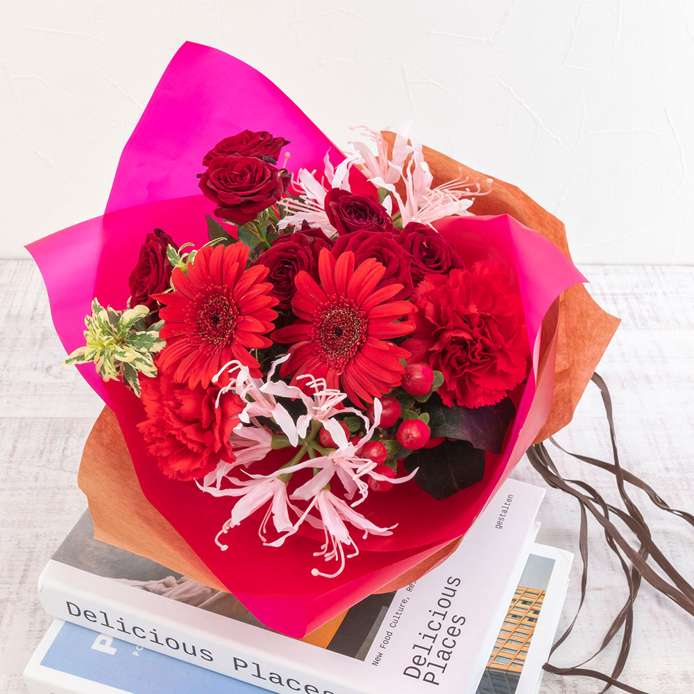 【最短翌日届け】11月旬の花 バラ 花束「ムルティコロール」