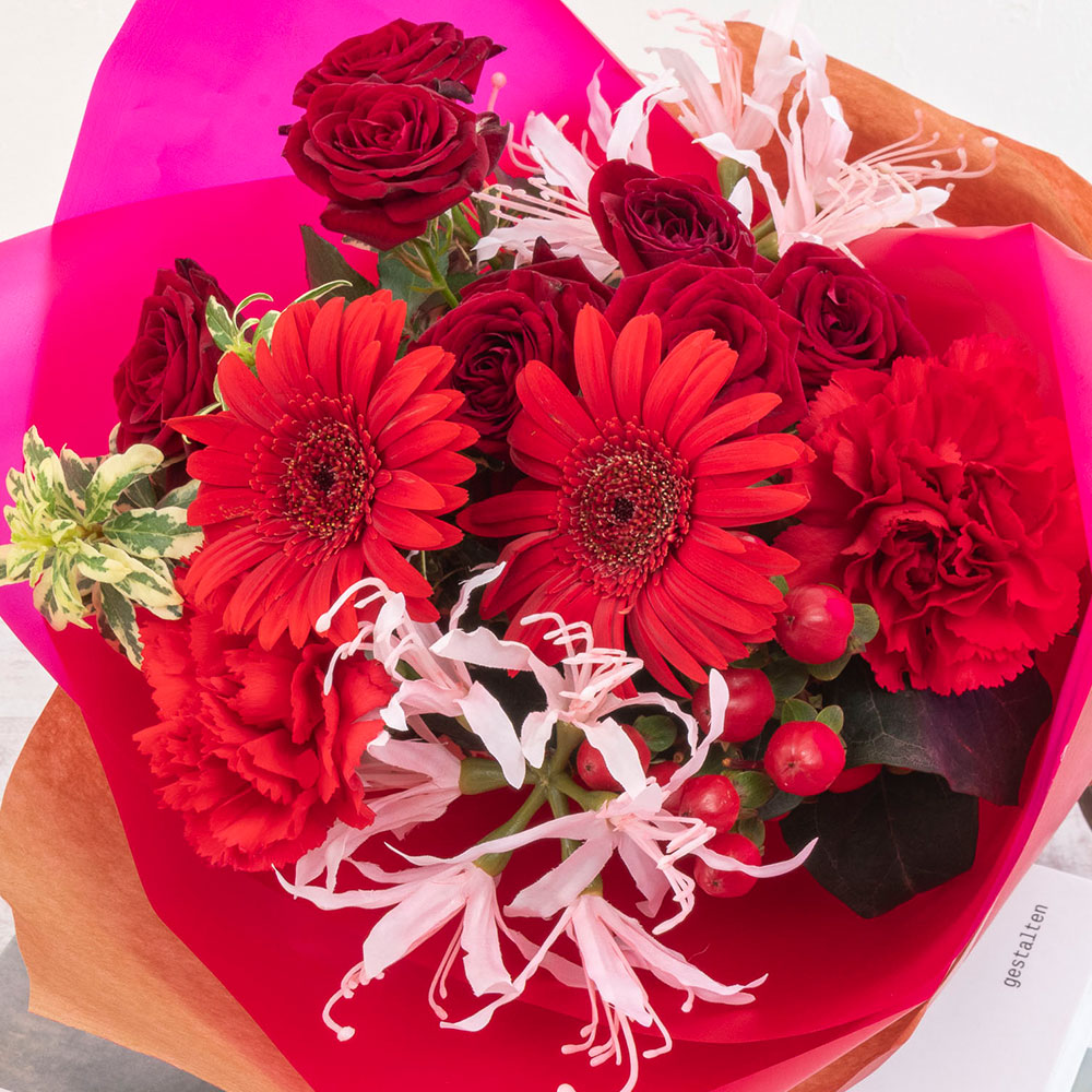 【最短翌日届け】11月旬の花 バラ 花束「ムルティコロール」