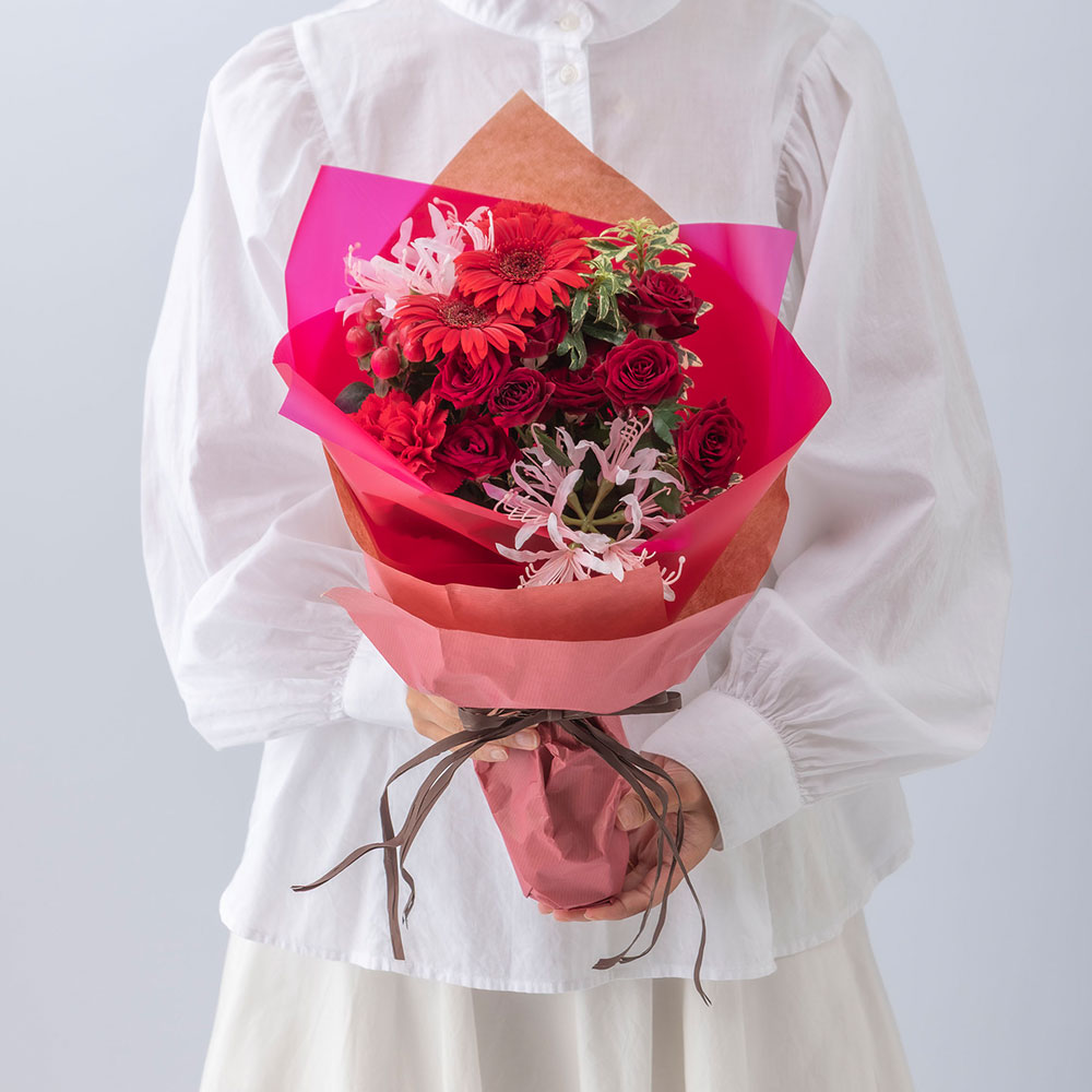 【最短翌日届け】11月旬の花 バラ 花束「ムルティコロール」