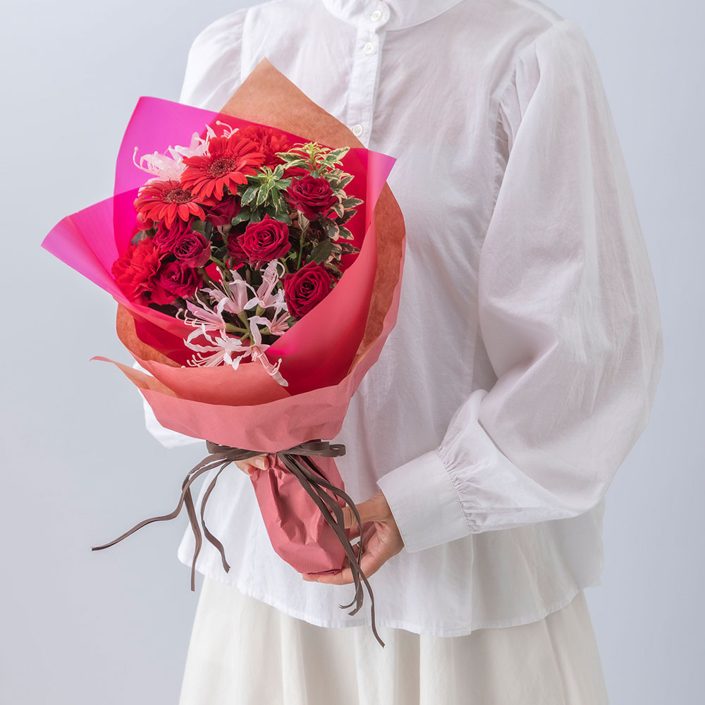 【最短翌日届け】11月旬の花 バラ 花束「ムルティコロール」