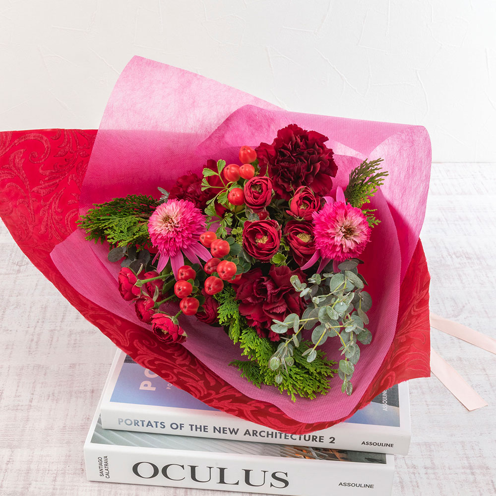 【最短翌日届け】11月旬の花 バラ 花束「レヴール」