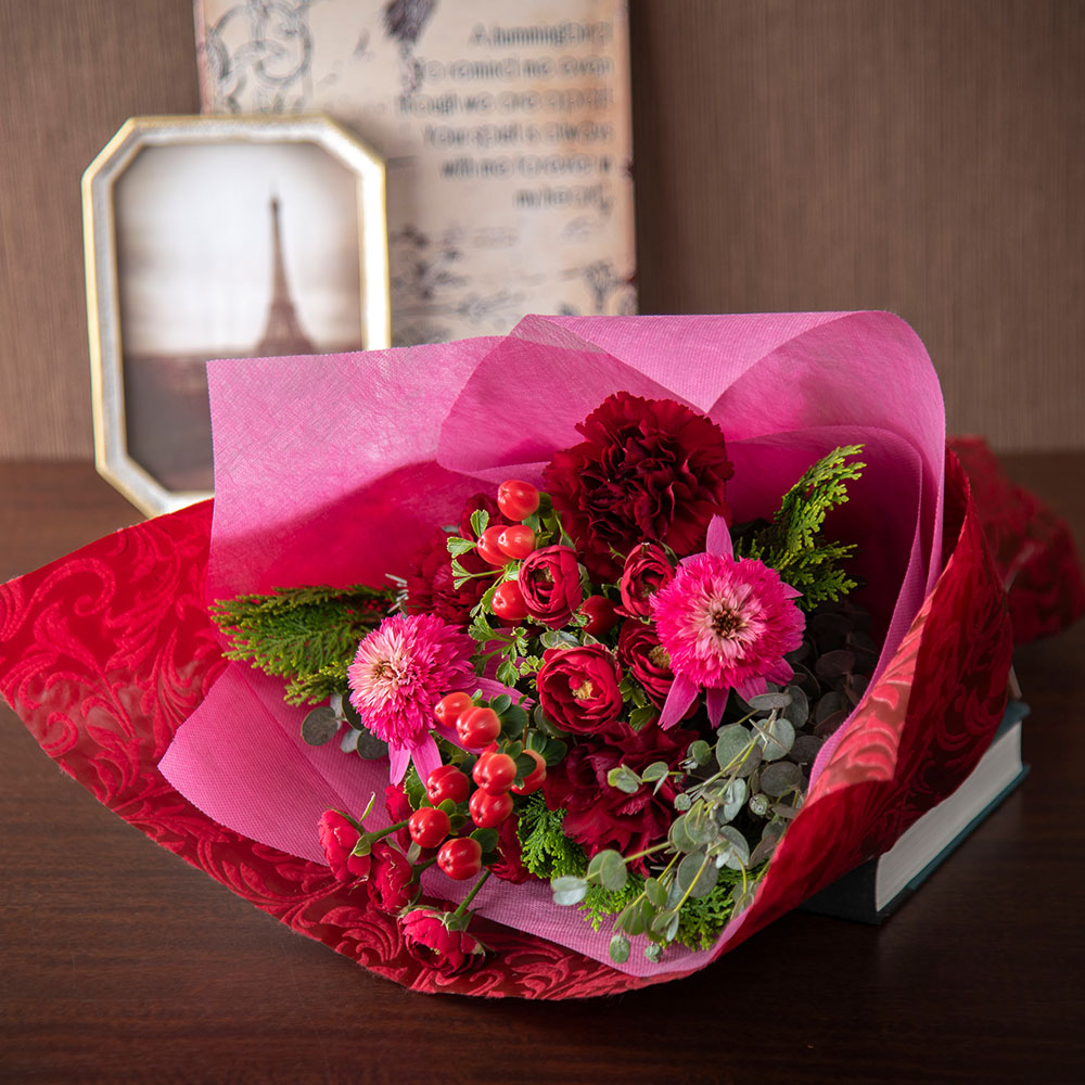 【最短翌日届け】11月旬の花 バラ 花束「レヴール」