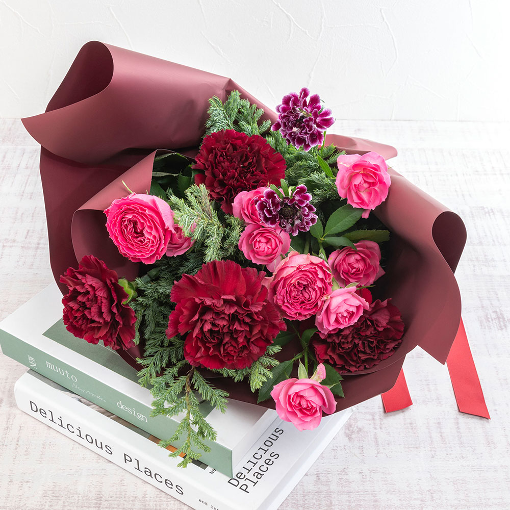 【最短翌日届け】12月旬の花 バラ 花束「イヴェール」