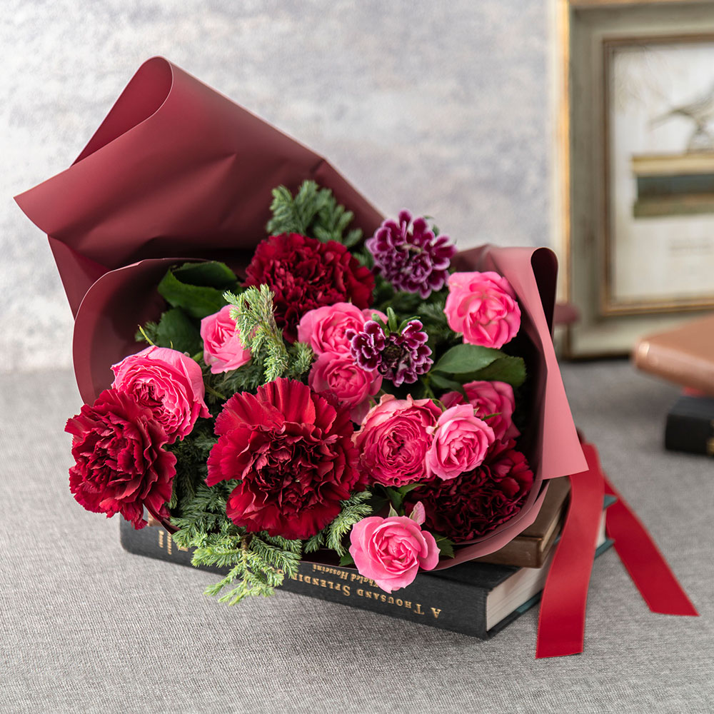 【最短翌日届け】12月旬の花 バラ 花束「イヴェール」