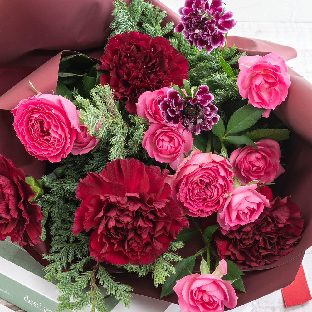 【最短翌日届け】12月旬の花 バラ 花束「イヴェール」