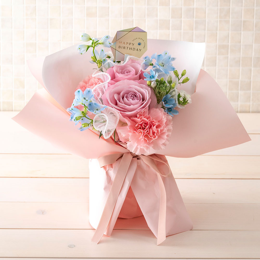 【誕生石】3月 そのまま飾れるブーケ「アクアマリン」