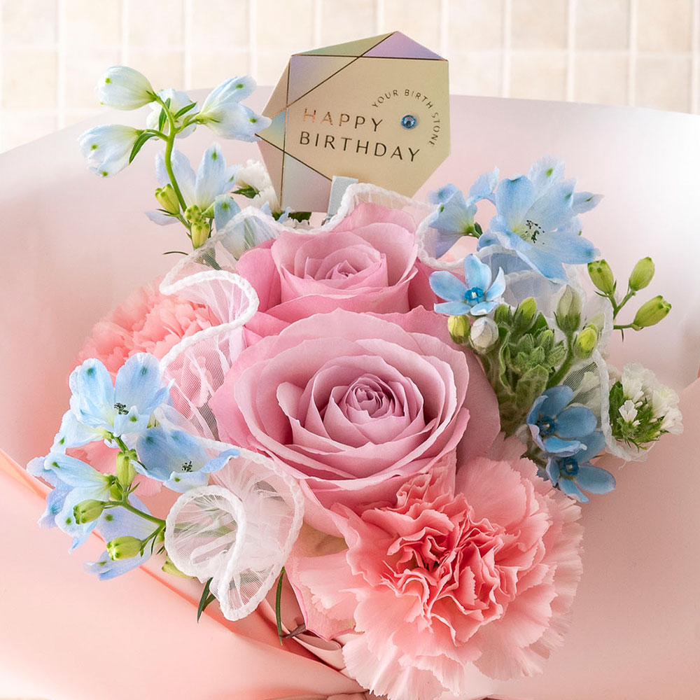 【誕生石】3月 そのまま飾れるブーケ「アクアマリン」