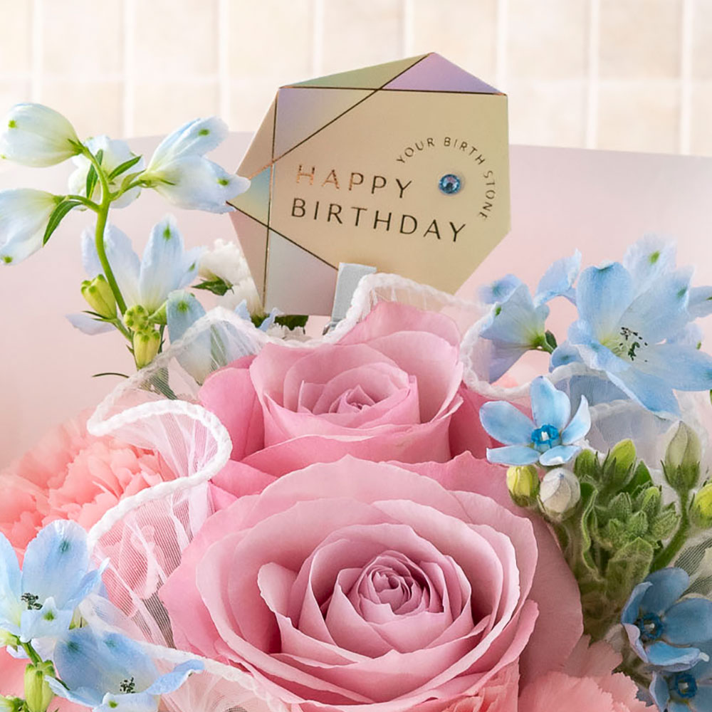 【誕生石】3月 そのまま飾れるブーケ「アクアマリン」