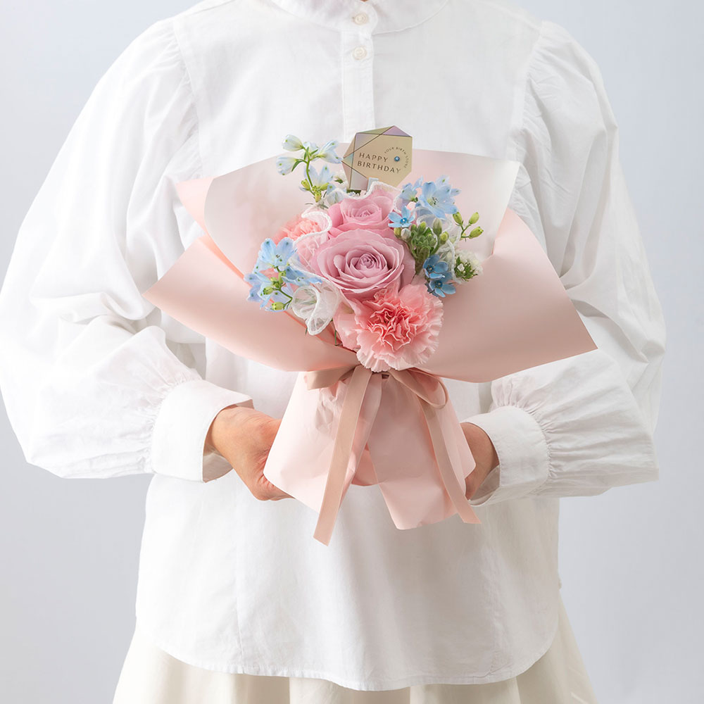 【誕生石】3月 そのまま飾れるブーケ「アクアマリン」