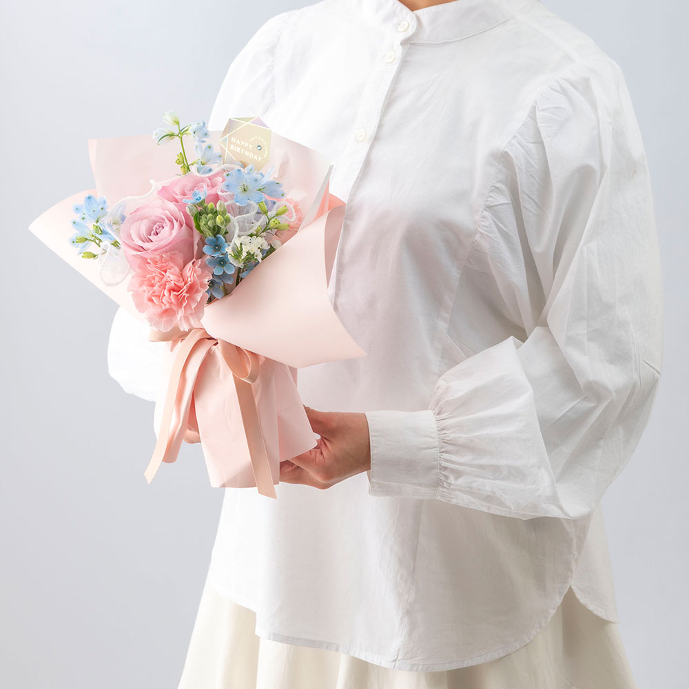 【誕生石】3月 そのまま飾れるブーケ「アクアマリン」